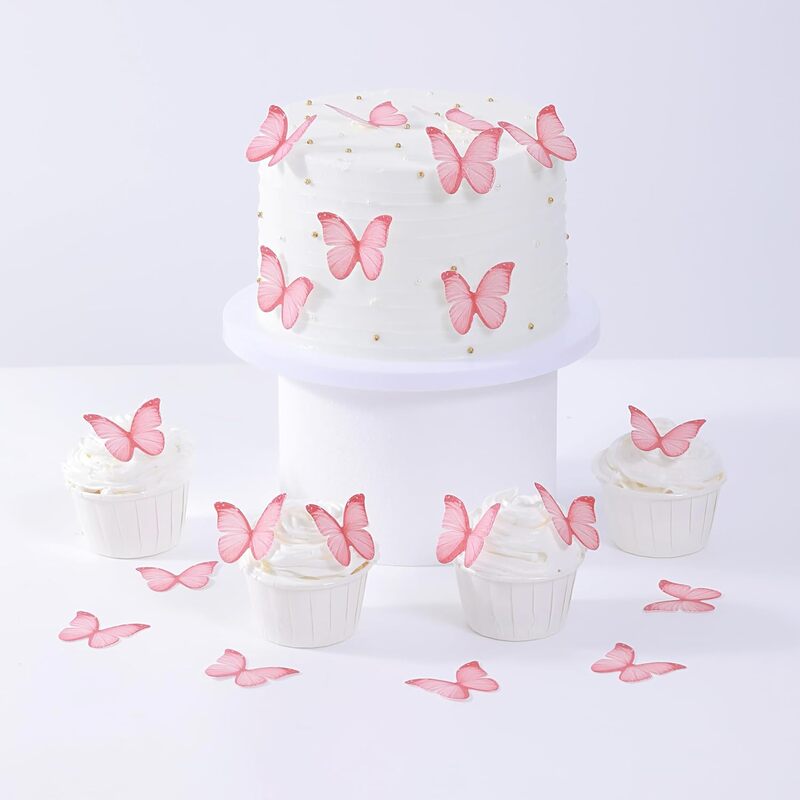 48Pcs Wafer Paper Butterfly Cake Toppers